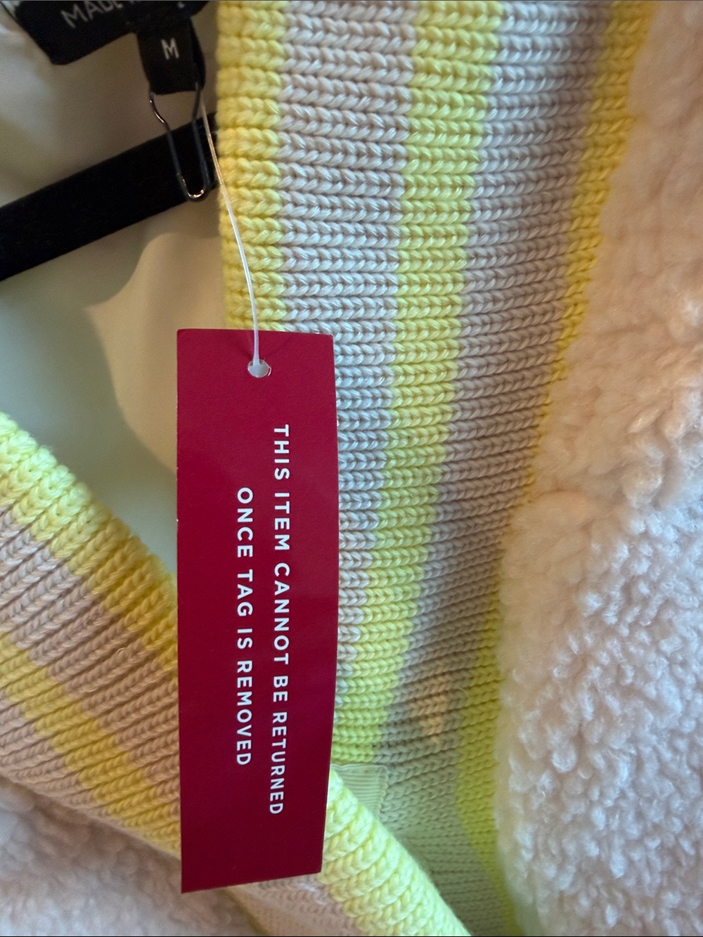Carbon38 Cream Sherpa Puffer Jacket with Yellow Trim - Picture 4 of 6